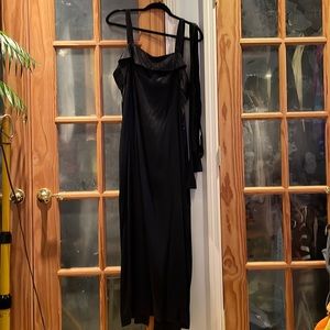 Woman’s Black Silky Long Black Gown. Slit in back. Size XL